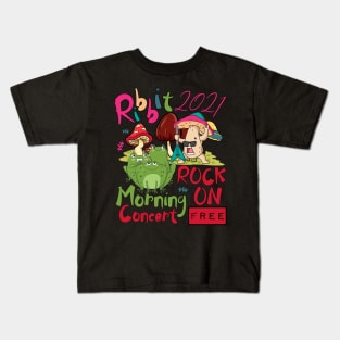 Mushroom Rock ON Morning Concert Ribbit Frogs 2021 Kids T-Shirt